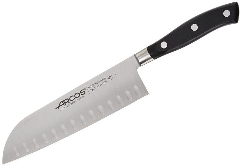 Arcos Knife 7 Inch Stainless Steel. Japanese Professional Kitchen Knife for Cutting Meat, Fish and Vegetables. Ergonomic Polyoxymethylene Handle and 180mm Blade. Series Riviera. Color Black. - Image 4